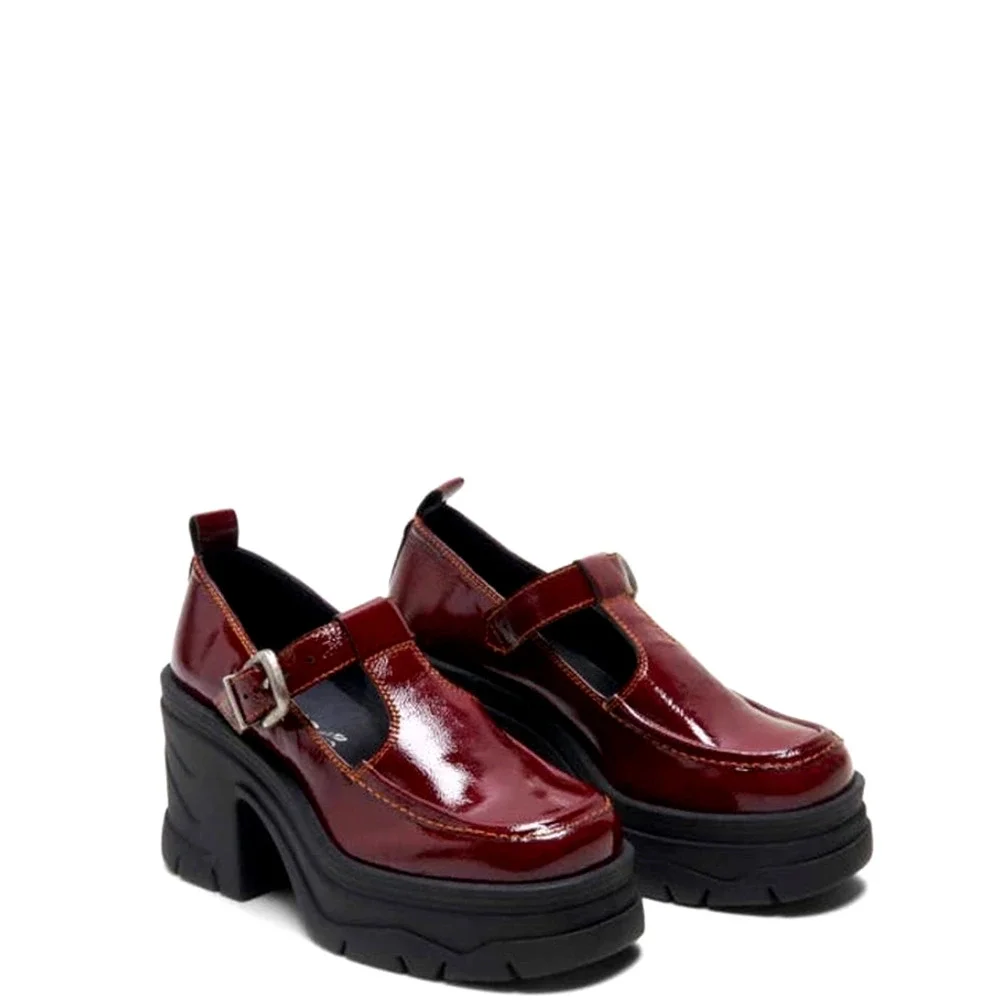 FREE PEOPLE Mayla Mary Jane Platform Heels Women’s Patent Leather 8.5 Raspberry